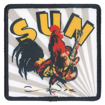 SUN RECORDS Rooster Patch - 3.5x3.5 Inch - Record Company Embroidered Music Patch Applique Craft Supply