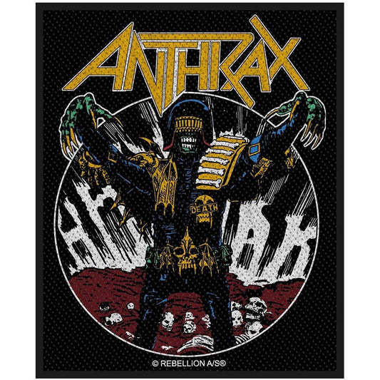 ANTHRAX Judge Death Patch - 4x3.75 Inch - Anthrax Judge Death Embroidered Patch Applique Craft Supply - Officially Licensed