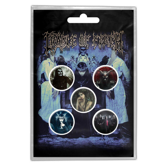 CRADLE OF FILTH Button Badge 5 Piece Set - Each Badge Approx 1 Inch - Cradle Of Filth Cryptoriana - Pinback Badge Button Pack Set