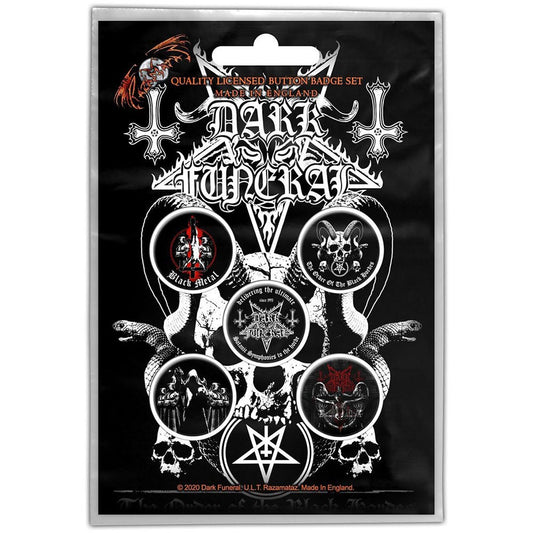 DARK FUNERAL Button Badge 5 Piece Set - Each Badge Approx 1 Inch - Dark Funeral The Black Hordes - Pinback Badge Button Pack Set