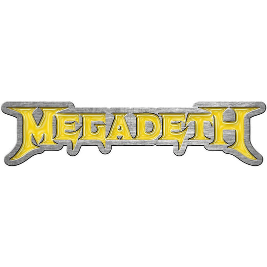 MEGADETH Enamel Metal Pin Badge - Approx 1 Inch - Megadeth Yellow Logo - Pinback Badge Button Lapel With Butterfly Clutch Attachment