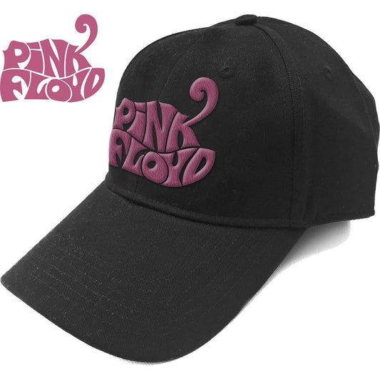 PINK FLOYD Unisex Cap Hat - Made to Order - Black Pink Floyd Retro Swirl Logo Adjustable Baseball Cap - Officially Licensed!