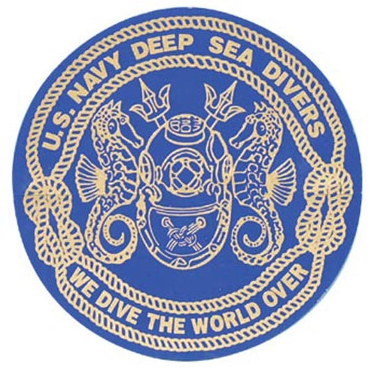 Navy Deep Sea Divers Vinyl Decal Sticker - 5.5 Inch - United States Navy Diver Diving Clear Decal For Car Truck Window Vehicle Military