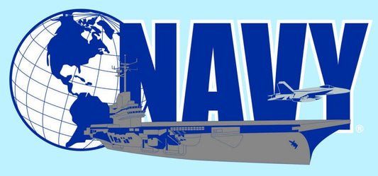 NAVY With Globe and Ship Vinyl Decal Sticker - 6.25x3 Inch - United States Navy USN Clear Decal For Car Truck Window Vehicle Military