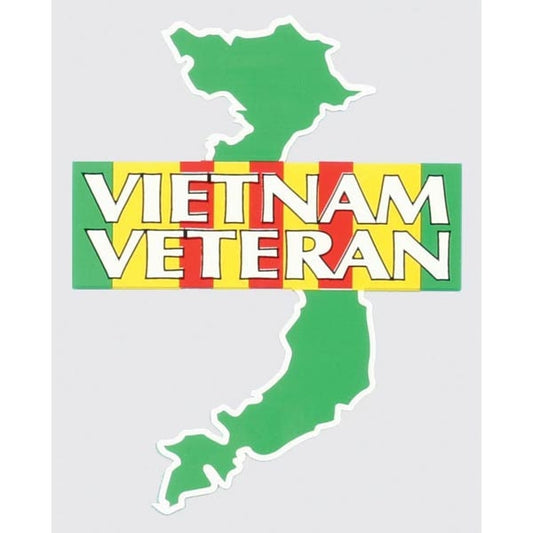 Vietnam Veteran on Campaign Ribbon Vinyl Decal Sticker - 4x5 Inch - United States Military Vietnam Vet Clear Decal Car Truck Window Vehicle