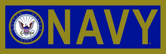 United States Navy Crest Metallic Bumper Sticker Decal - 11.25x3.5 Inch - USN Navy Veteran Vets Military Sticker Decal Craft Supply