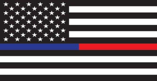 American Flag Thin Blue & Thin Red Line Vinyl Decal Sticker - 4.5x2.3 Inch - Police Fire Clear Decal Car Truck Window Vehicle Craft Supply