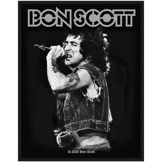 BON SCOTT Singing Patch - 4x3 Inch - Bon Scott Embroidered Patch Applique Craft Supply - Officially Licensed