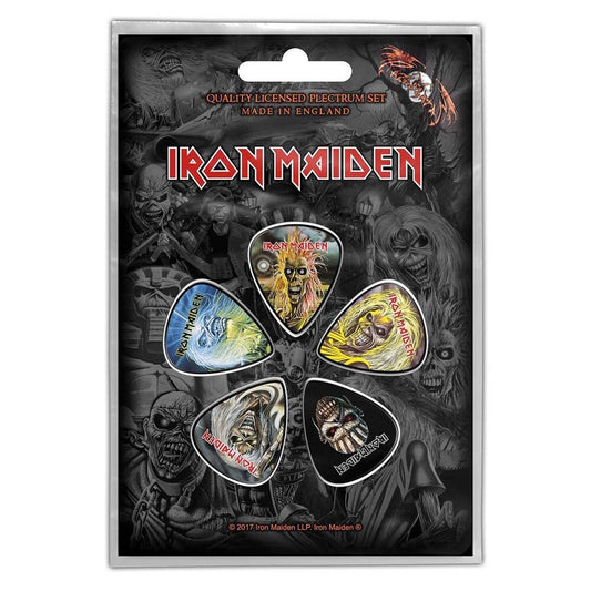 IRON MAIDEN Guitar Pick 5 Piece Set - Iron Maiden The Faces of Eddie Heavy Metal Band - Plectrum Set Craft Supply - Officially Licensed