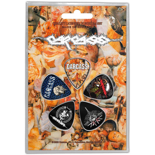 CARCASS Guitar Pick 5 Piece Set - Carcass I Reek Of Putrefaction Extreme Metal Band - Plectrum Set Craft Supply - Officially Licensed