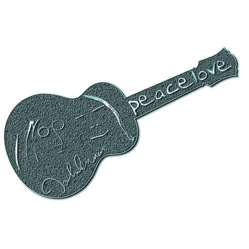 JOHN LENNON Cast Metal Pin Badge - 1 Inch - Lennon Peace & Love Guitar Beatles - Pinback Badge Button Lapel With Butterfly Clutch Attachment