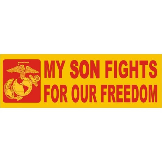 My Son Fights For Our Freedom Vinyl Decal Sticker - 9x3 Inch - United States Marine Corps USMC Military Bumper Sticker For Car Truck Window