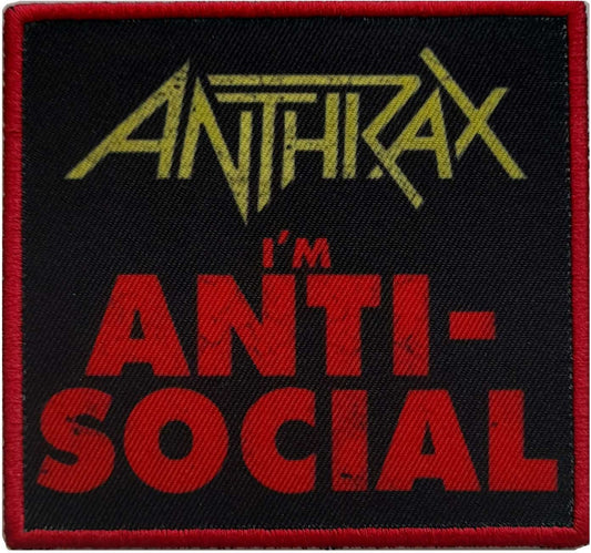 ANTHRAX Anti-Social Patch - 3x3 Inch - Anthrax Rock Band Embroidered Patch Applique Craft Supply - Officially Licensed
