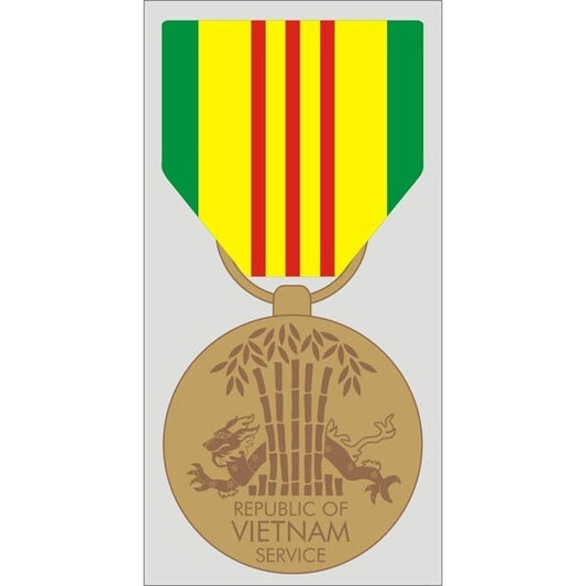 Republic of Vietnam Service Medal Vinyl Decal Sticker - 2.74x5.5 Inch - United States Military Award Clear Decal Car Truck Window Vehicle