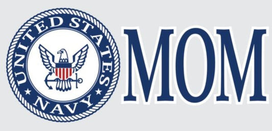 U.S. Navy MOM Vinyl Decal Sticker - 3x6.25 Inch - United States Navy USN Proud Mom Clear Decal For Car Truck Window Vehicle Military