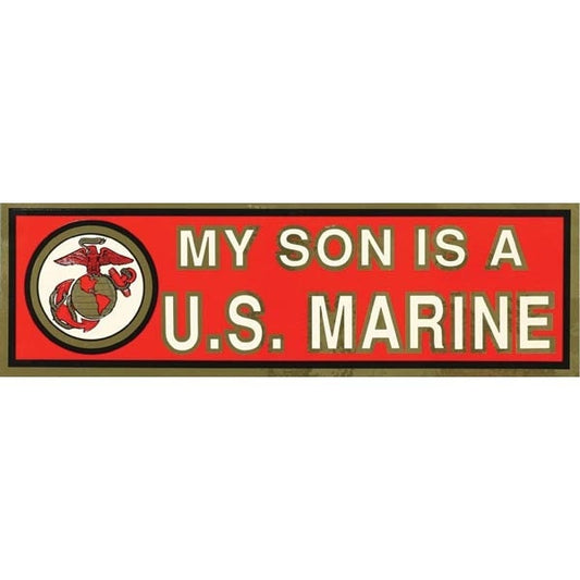 My Son Is a U.S. Marine Vinyl Decal Sticker - 11.25x3.75 Inch - United States Marines USMC Military Decal Bumper Sticker Car Truck Window