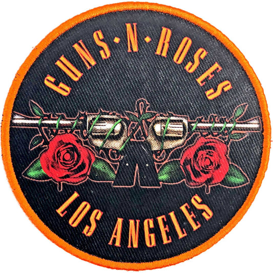 GUNS N' ROSES Los Angeles Orange Round Patch - 3.5 Inch - Rock Band Embroidered Patch Applique Craft Supply - Officially Licensed