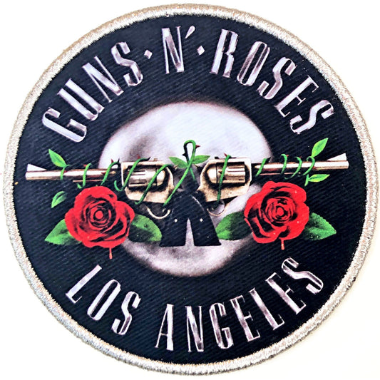 GUNS N' ROSES Los Angeles Silver Round Patch - 3.5 Inch - Rock Band Embroidered Patch Applique Craft Supply - Officially Licensed