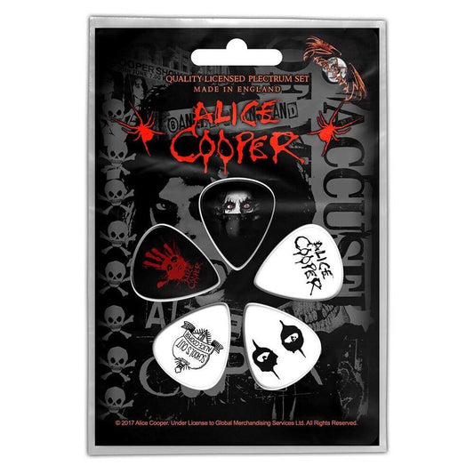ALICE COOPER Guitar Pick 5 Piece Set - Alice Cooper Eyes American Rock Singer - Plectrum Set Craft Supply - Officially Licensed