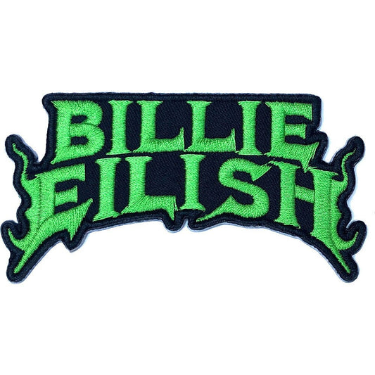 BILLIE EILISH Flame Green Logo Patch - 4x2 Inch - Billie Eilish Singer Flame Green Embroidered Patch Applique - Officially Licensed