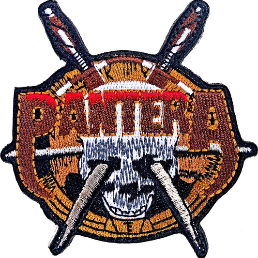 PANTERA Patch - 4x3 Inch - Pantera Skull Knives Heavy Metal Band Embroidered Patch Applique Craft Supply - Officially Licensed