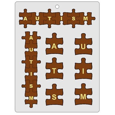 AUTISM LETTERS Puzzle Pieces Chocolate Candy Mold -- Autism Awareness Ribbon Puzzle Piece Craft Supply