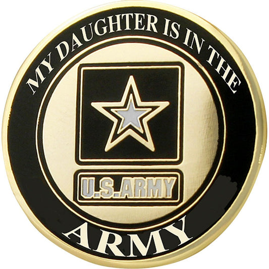 My Daughter Is In The Army Lapel Pin - 0.75 Inch - Army Proud Parent Enamel Pin for Backpack Tie Shirt Trading Button Pinback Craft Supply